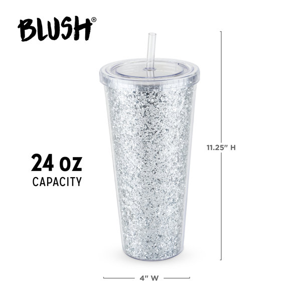 24oz Reusable Wide Mouth Smoothie, Iced Coffee Cups with Plastic