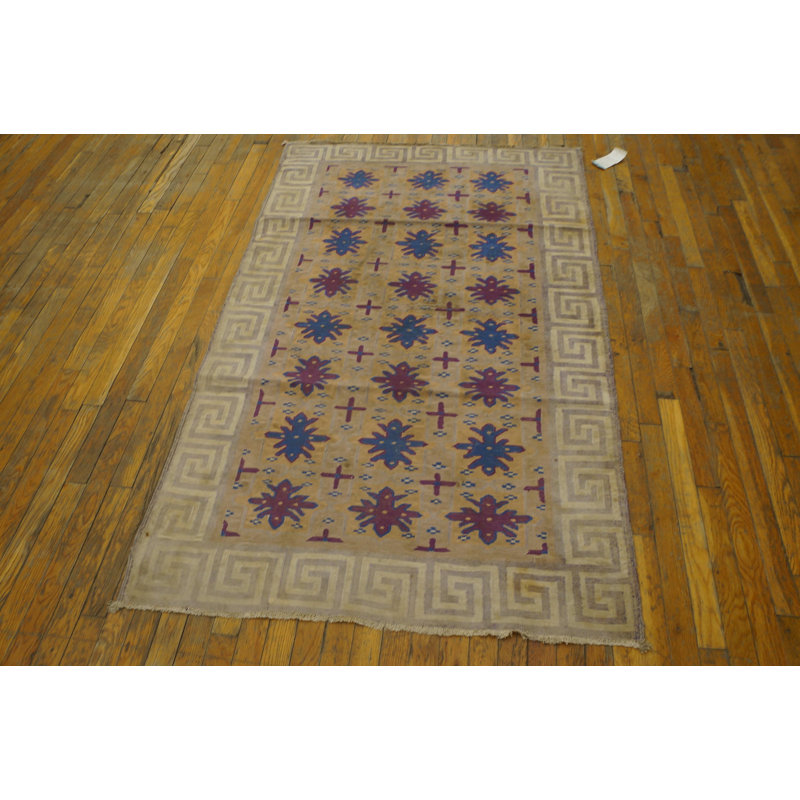 Tapis brun antique en coton Dhurrie