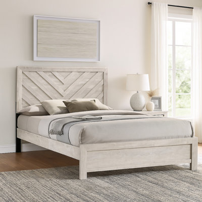 Velz W Chevron Patterned Headboard, Wood Finish