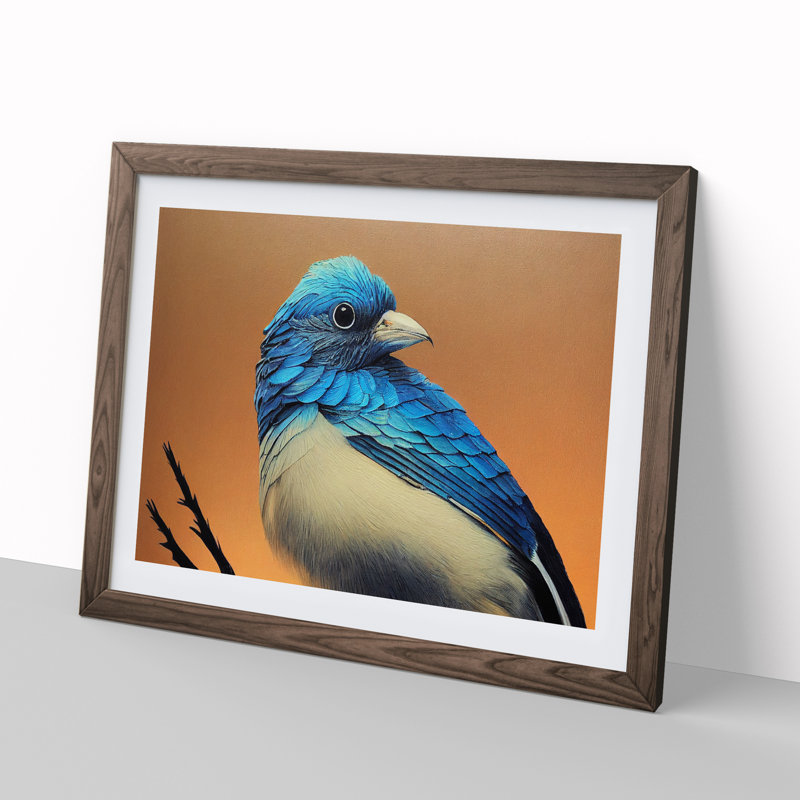 Breathtaking Bird 1 Piece Single Picture Frame Wall Art, 46cm H x 64cm W x 2cm D, Walnut Framed