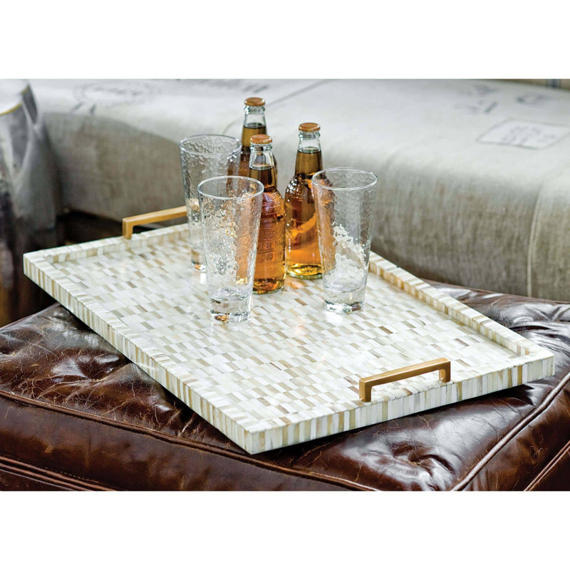 Multi-Tone Bone and Brass Rectangular Serving Tray