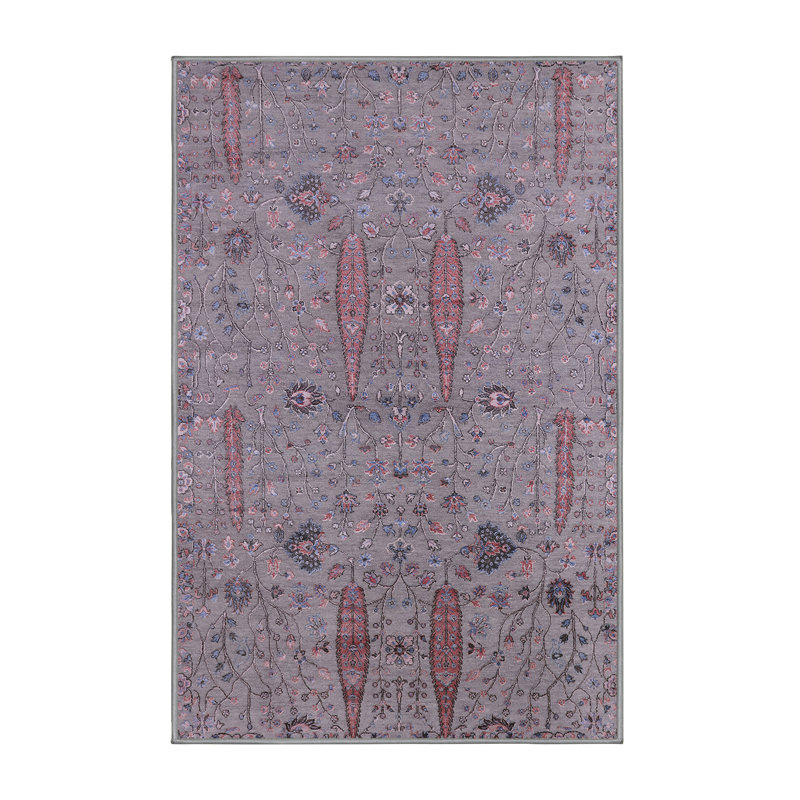 Tapis rose / mauve à motif floral Osha, Tapis de couloir 2 pi x 5 pi
