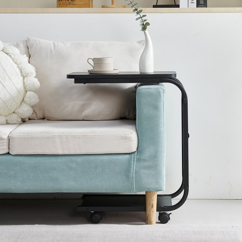 End Table, Black With Wheels