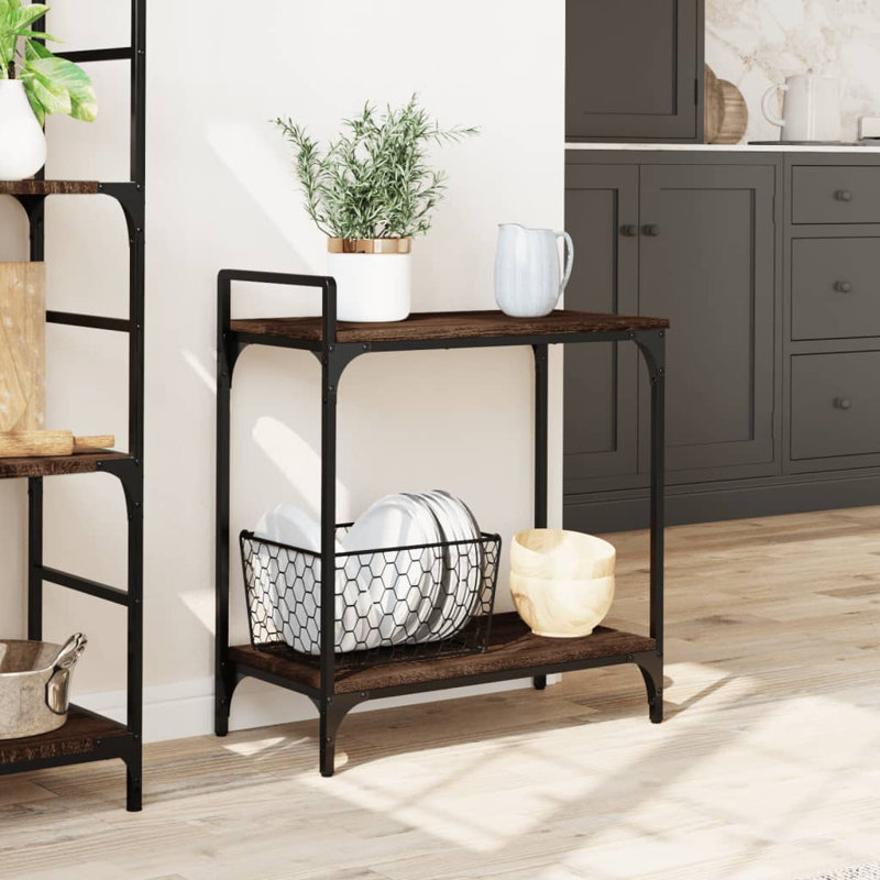 Carlo Metal Bar Cart, Smoked Oak