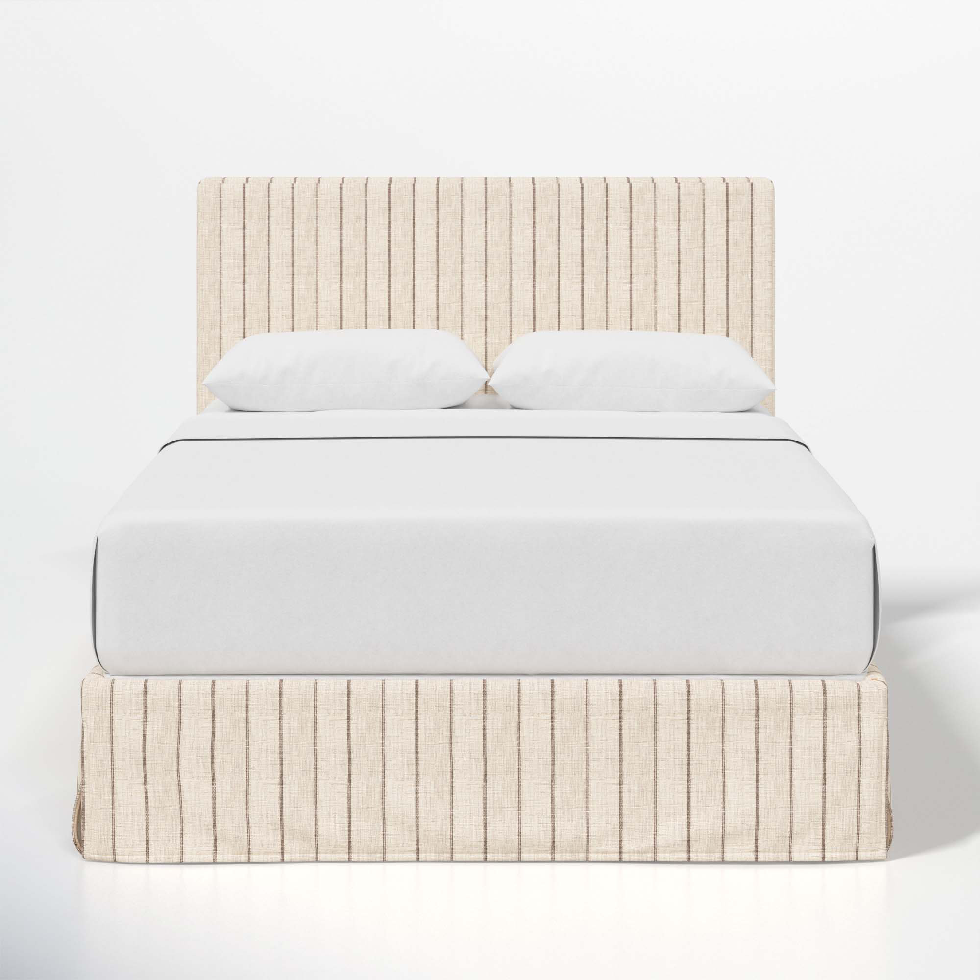 Verona Upholstered Slipcover Bed, California King, Fritz Charcoal Stripe