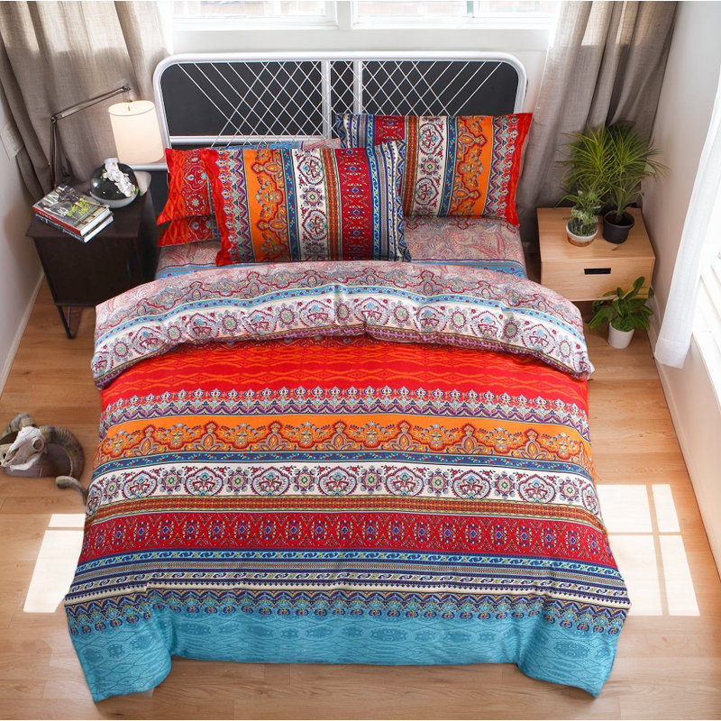 Dailynap Ethnic Style Modern Bedding Set, Queen Duvet Cover + 2 Pillowcases