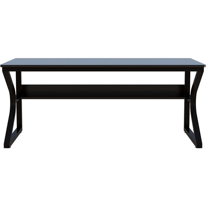 Bureau extra long de 63 po avec bibliothèque, table d'écriture double pour poste de travail pour 2 personnes, bureau moderne noir et bureau d'ordinateur pour la maison ou le bureau