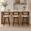 Tabouret de comptoir pivotant en bois massif de 26 po avec dossier en rotin beige (ensemble de 3)-1209169726-1209169727