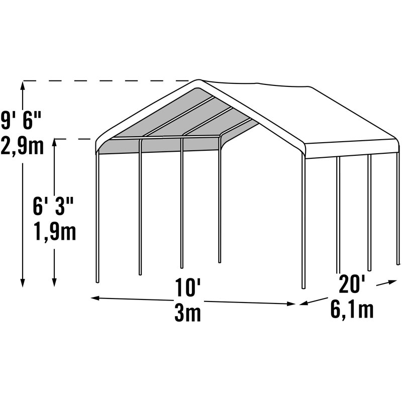 Abris l 10 pi. x P 20 pi.