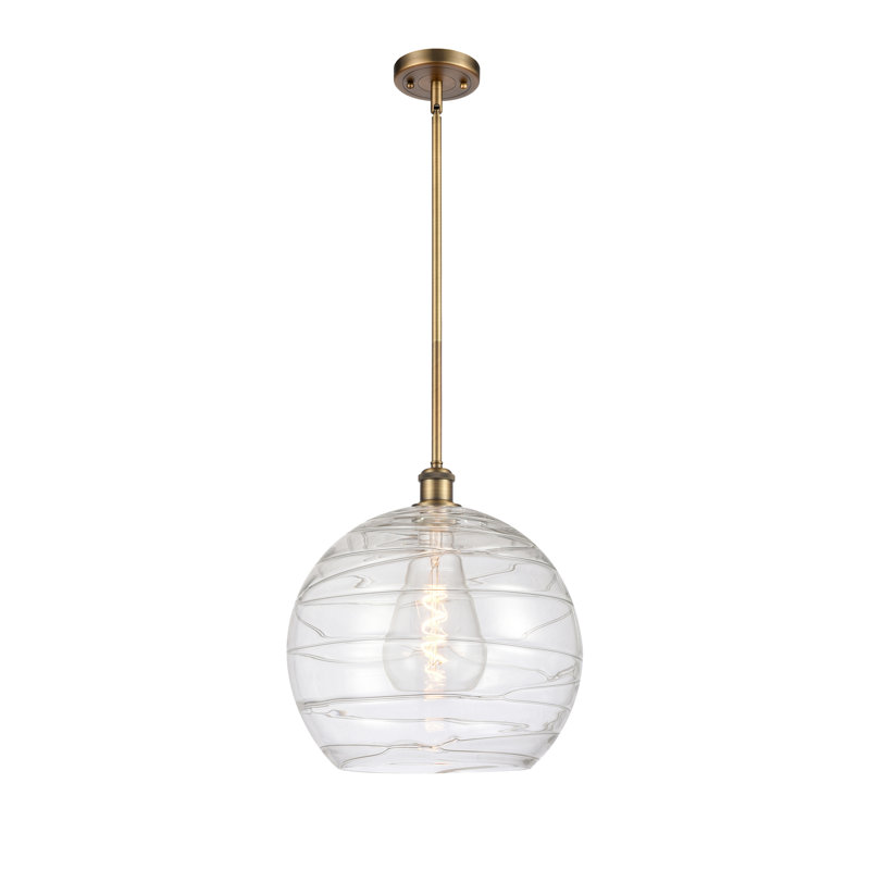 Luminaire suspendu sphérique 1 lumière Cindi, Non, Laiton brossé, Transparent