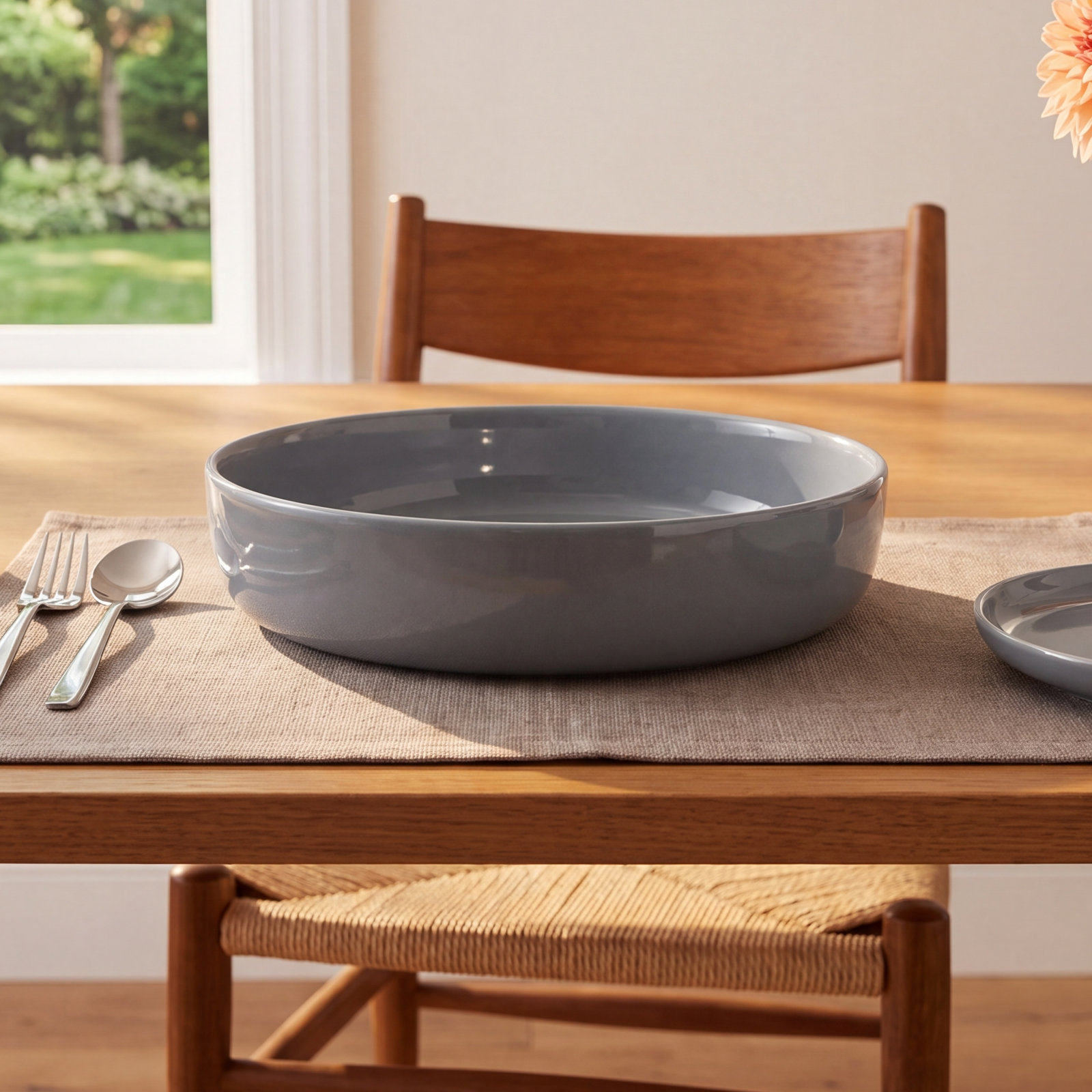 Reims Stoneware Dining Bowl, Dark Gray