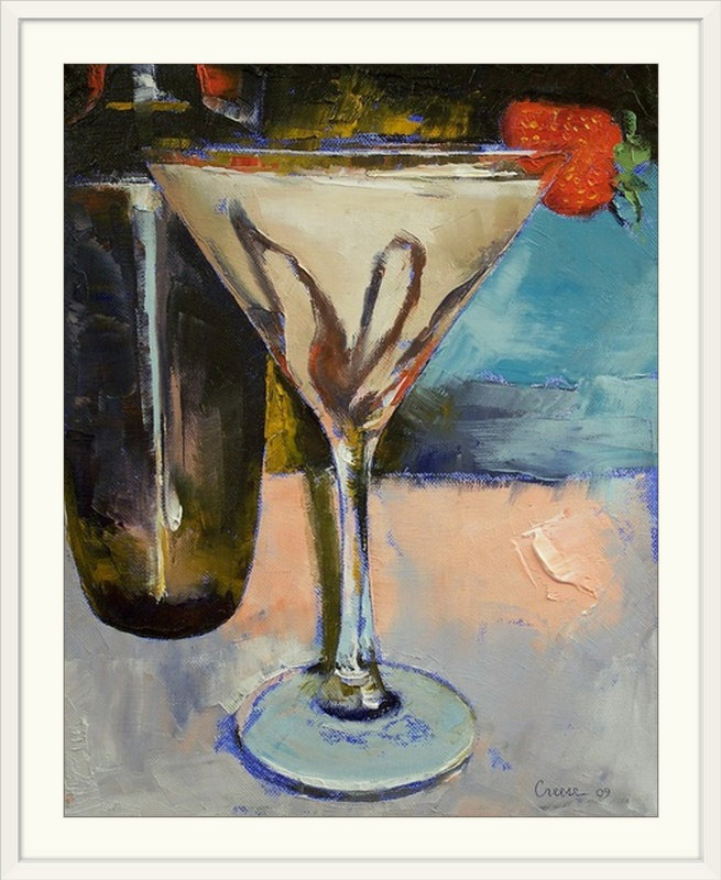 «Anjlee Chocolate Swirl Martini» par Michael Creese, reproduction d'art, H 38 po x l 32 po x P 1 po, Cadre blanc