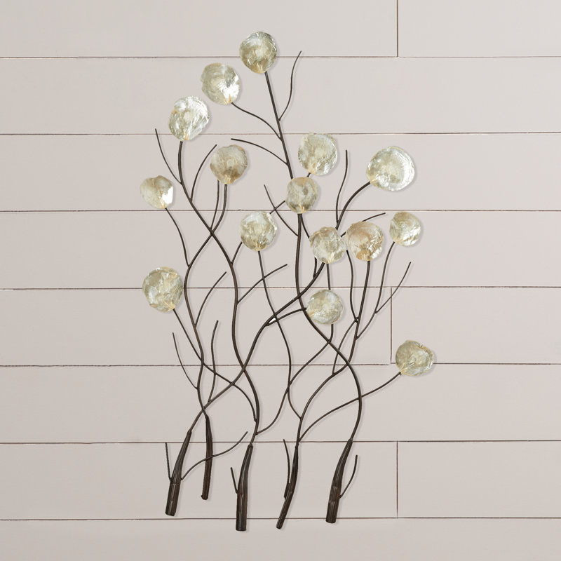 Aynsley Capiz Shell Floral White Wall Decor with Capiz Accents