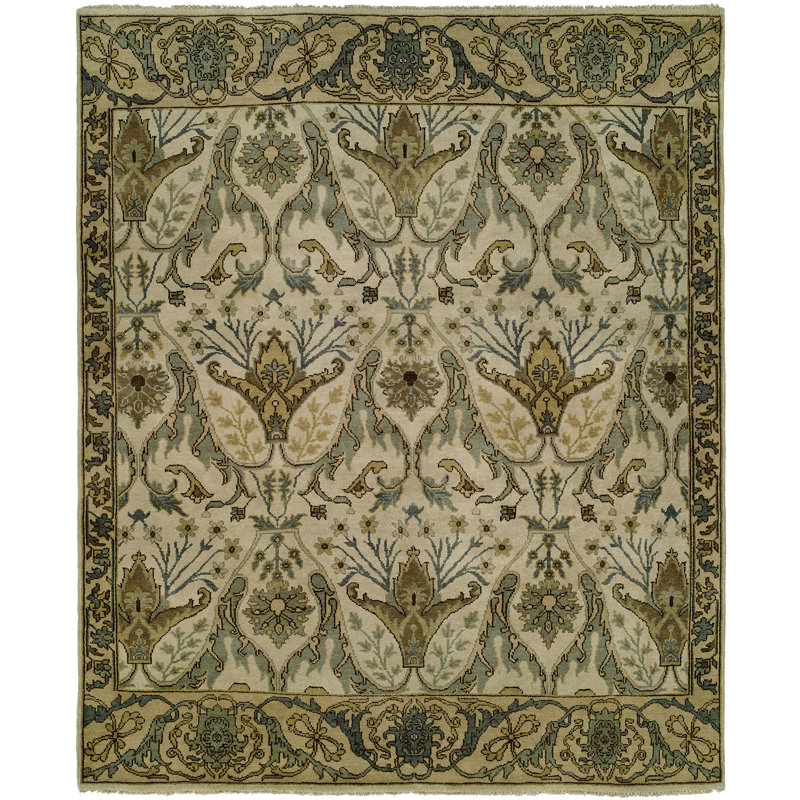 McDaniel Wool Oriental Area Rug in Ivory/Light Blue, Rectangle 3' x 5'