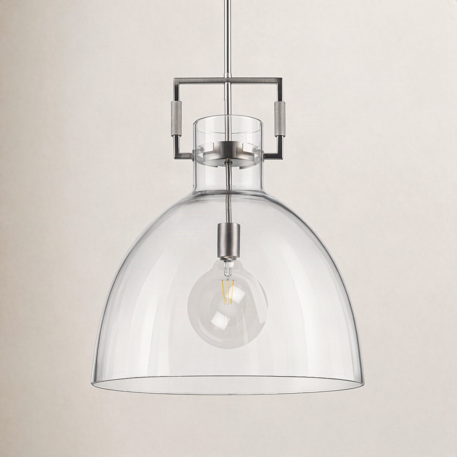 Miami Dimmable Single Light Pendant, Brushed Nickel