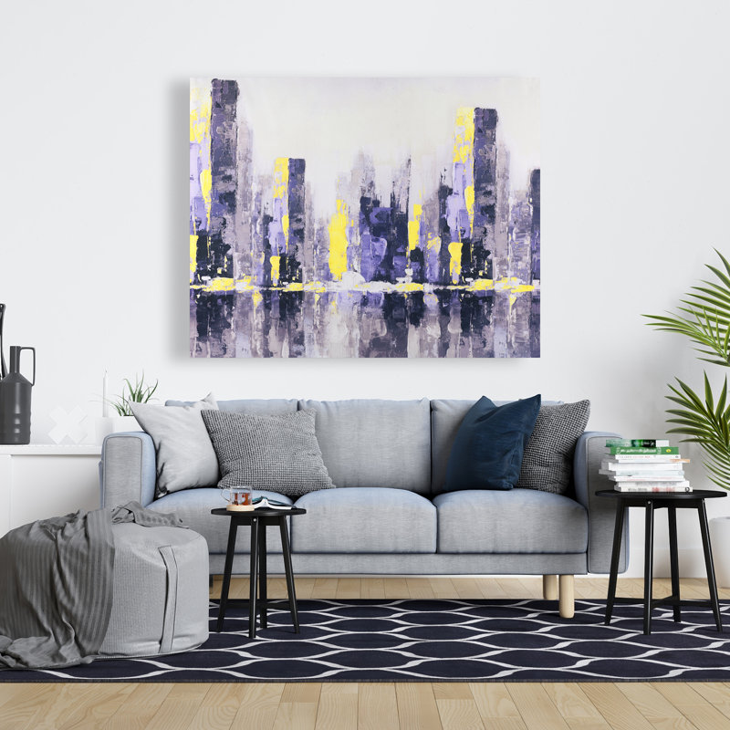 Abstract Abstract City - Toile de construction mauve pour la décoration intérieure
