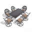 Ensemble de salle à manger 7 pièces en fonte d'aluminium toutes saisons, comprenant 6 chaises pivotantes et une table rectangulaire avec cadre noir