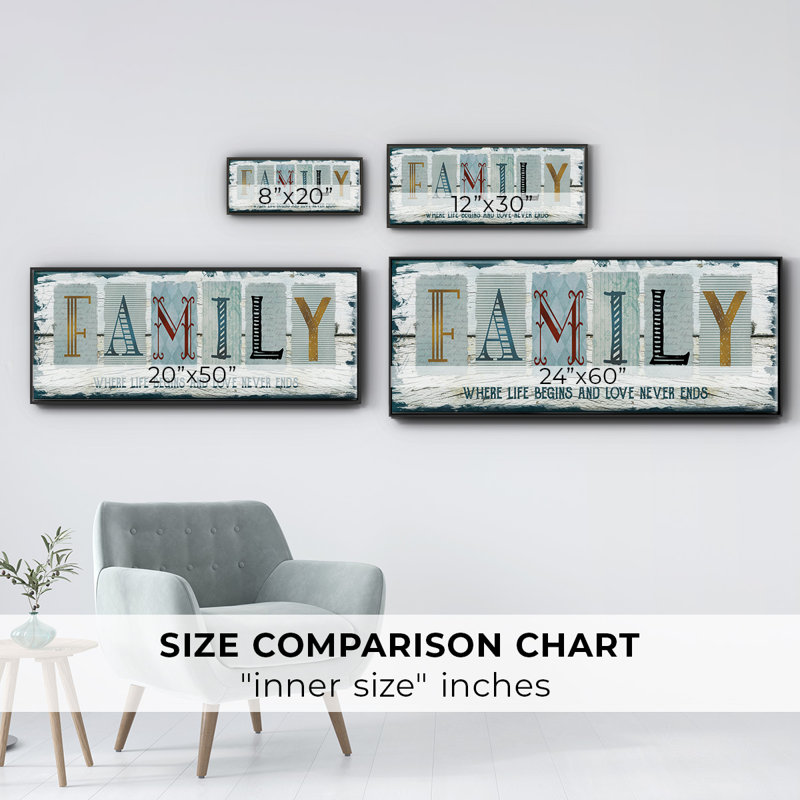 «Family Where Life», toile encadrée, H 20 po x l 50 po