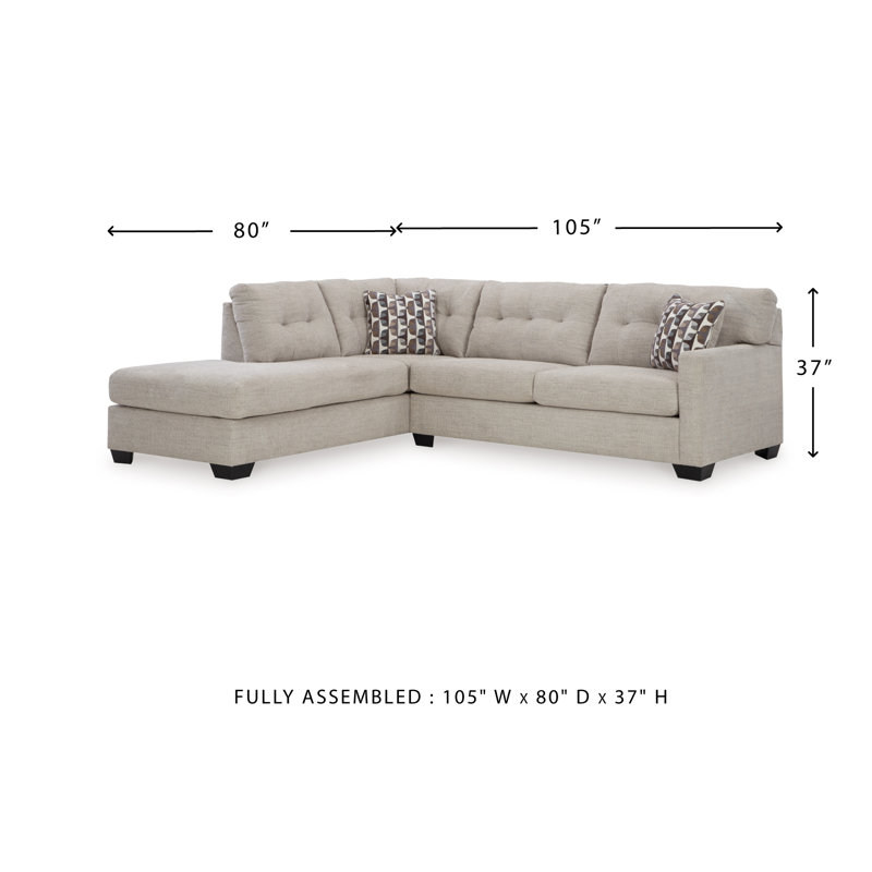 Jasmen Upholstered L-Shaped Sectional, Left Hand Facing, Pebble 100% Polyester