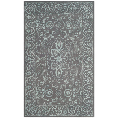 Samaniego Hand Tufted Viscose/Wool Oriental Rug in Opal/Gray