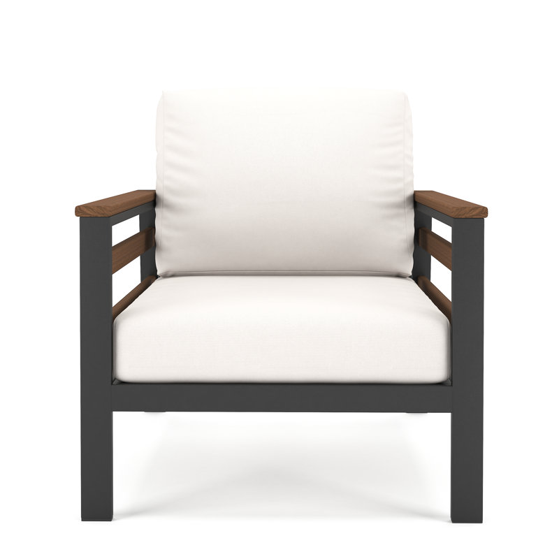Townsend Patio Chair with Sunbrella® Cushions, Sunbrella Canvas Natural, Brown/Dark Gray