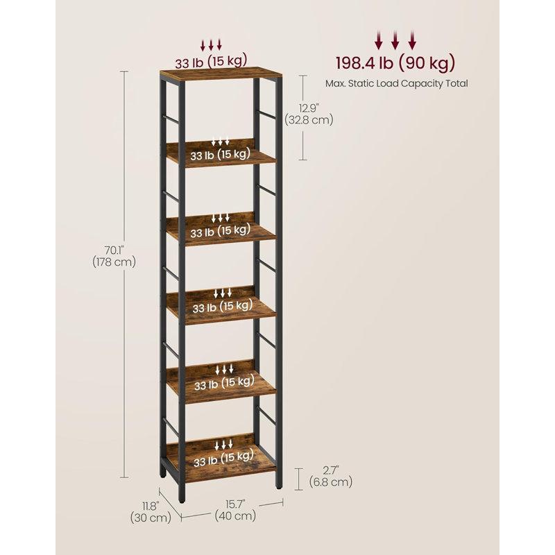 70.1cm H x 15.7cm W Steel Standard Bookcase