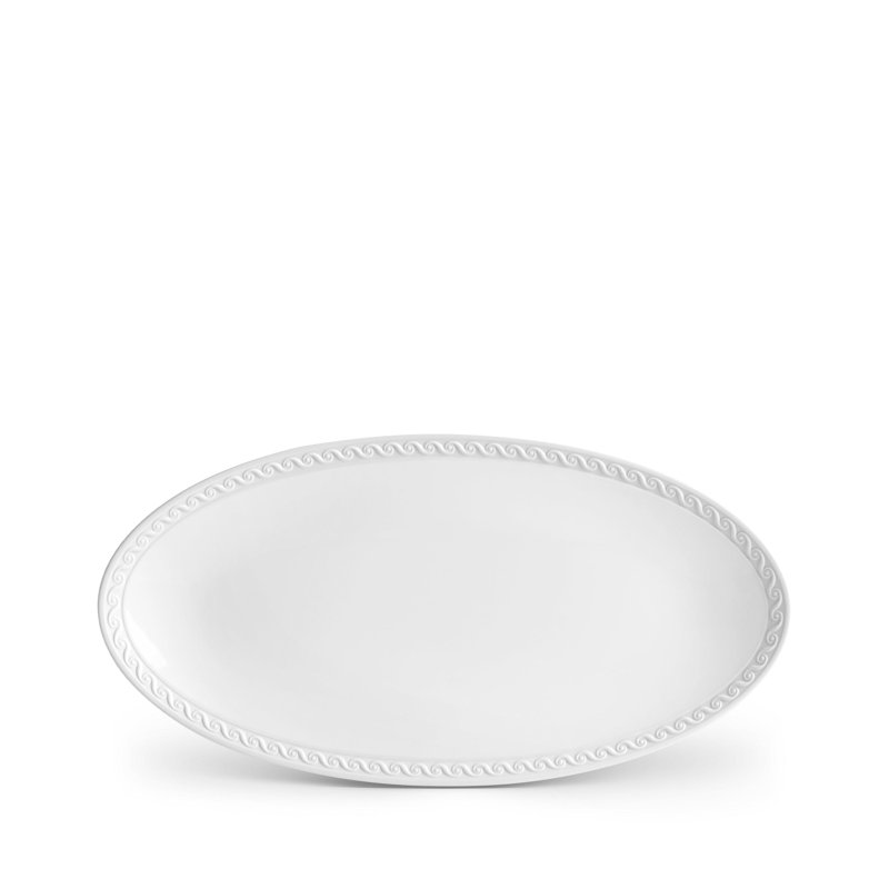 Neptune Oval Platter - Small - White, 1.5" H x 14" L x 7" W