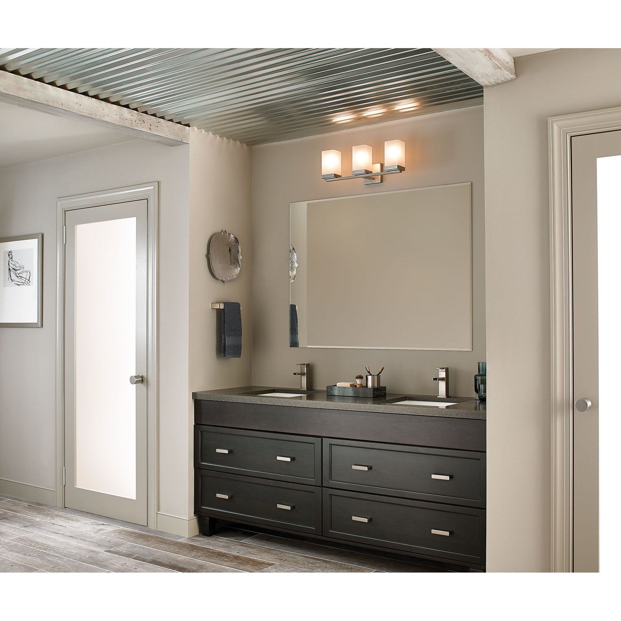 90 Degree 24" Wall Mounted Towel Bar, Brushed Nickel, 8.3"