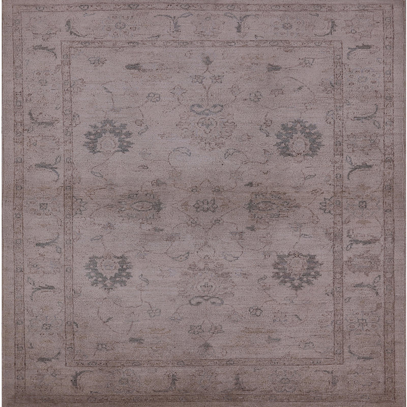 Tapis oriental gris Oren, Carré 8 pi