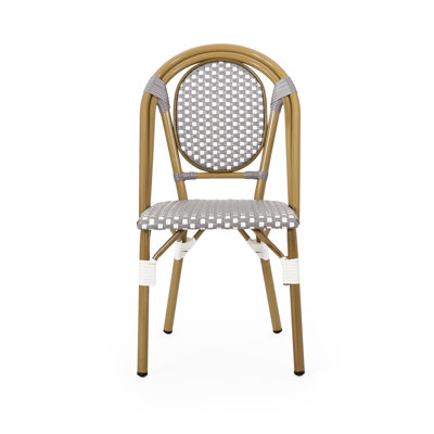 2 chaises de bistro françaises pliantes - structure en aluminium, blanc et gris