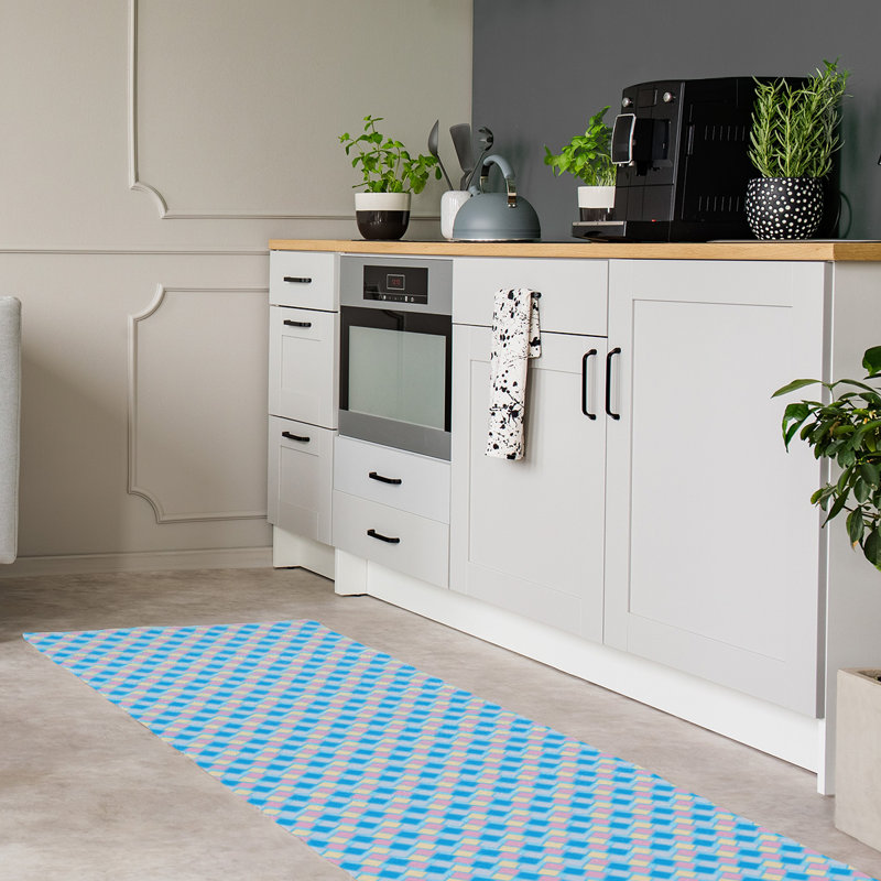 Tapis bleu ciel light losanges rétro, Rectangle 8 pi x 10 pi