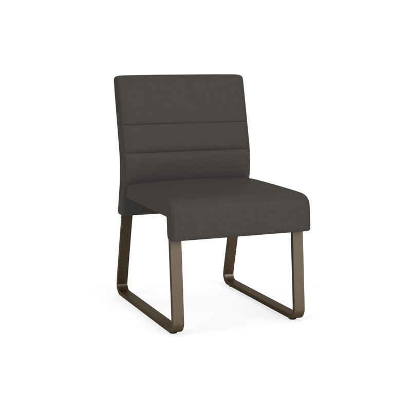 Chaise d'invité sans accoudoirs Waterfall, Bronze, Vinyle gris anthracite Patriot Plus