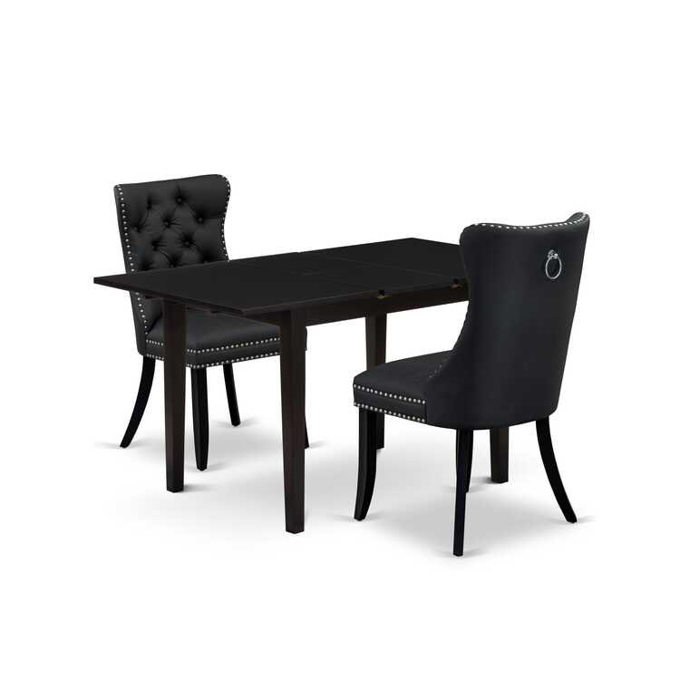 Ensemble de table de salle à manger 3 pièces, Noir, noir, noir, noir, Gris foncé
