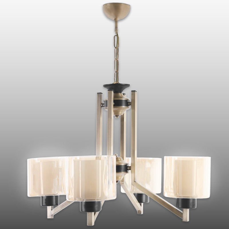 Adjsutable Height Metal Body 4 Lights Cylinder Shaded Chandelier