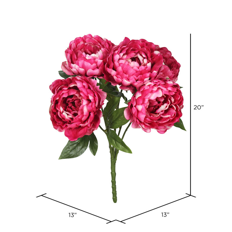 Bouquet de pivoines artificielles Karratha 20 po, Rose vif