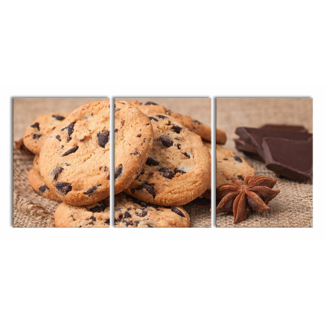 3-tlg. Leinwandbilder-Set Chocolate Chip Cookies