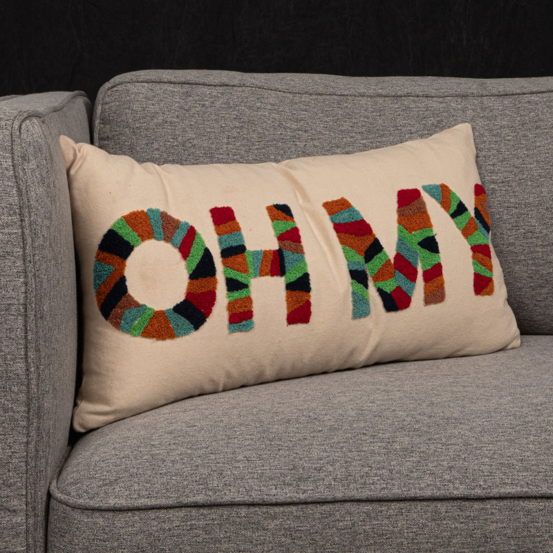 Cotton Tufted Lumbar Pillow "OH MY"
