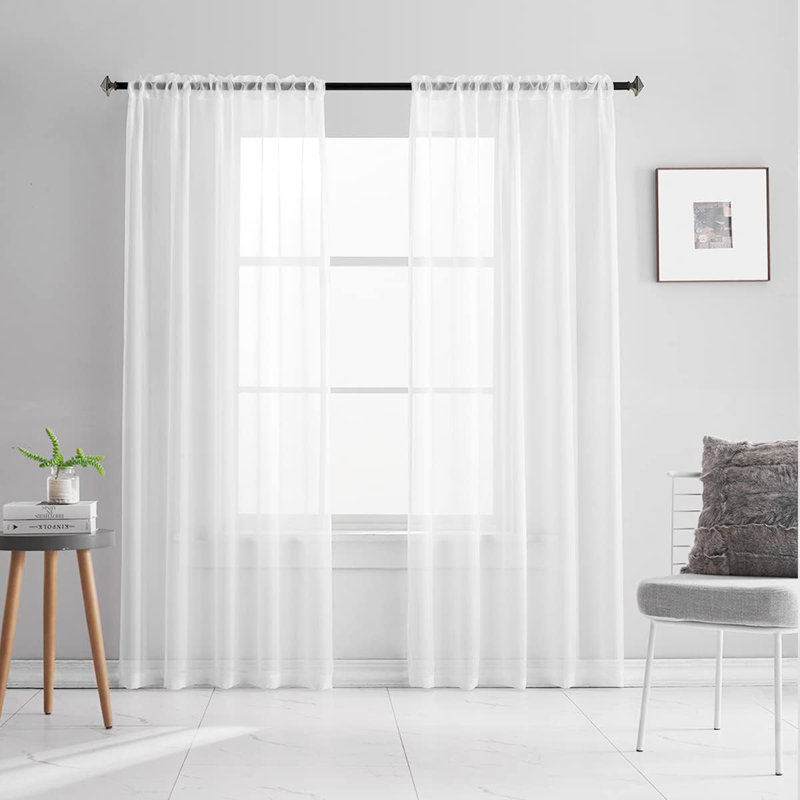 Paire de rideaux transparents en polyester Laquentin