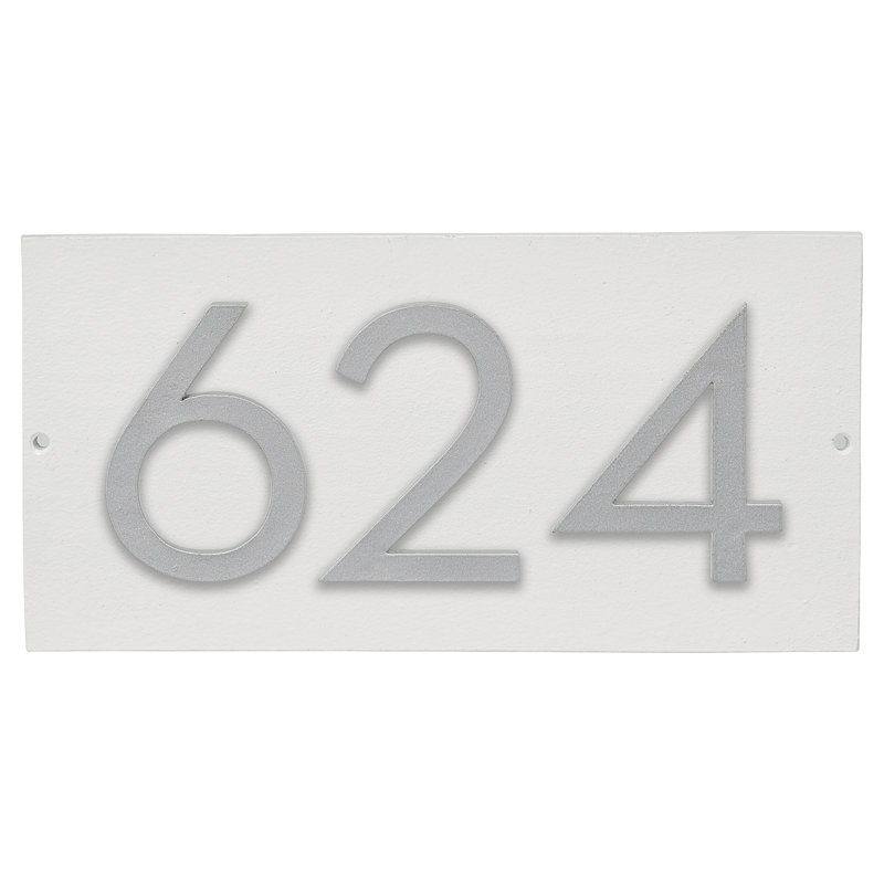 Plaque d’adresse murale flottante linéaire, Oui, Blanc, Argent
