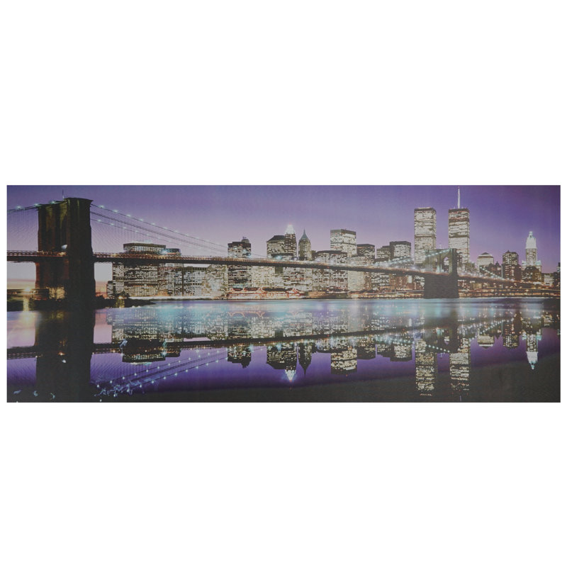 Célèbre art mural sur toile en forme de pont de New York avec éclairage DEL 15,75 po x 39,25 po