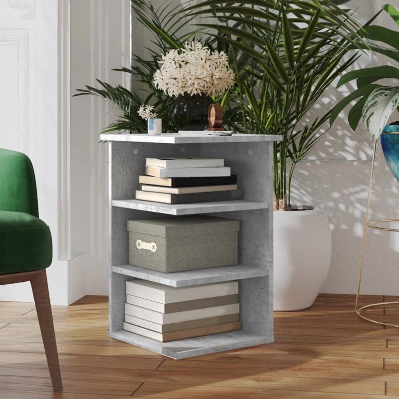 Giesey Floor Shelf End Table, Concrete Grey, Concrete Grey