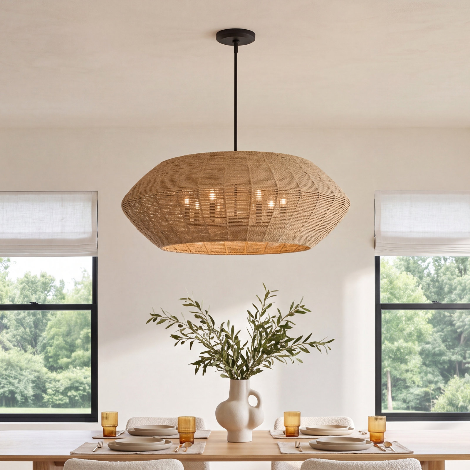 Ariza 7-Light Chandelier, Black, Camel