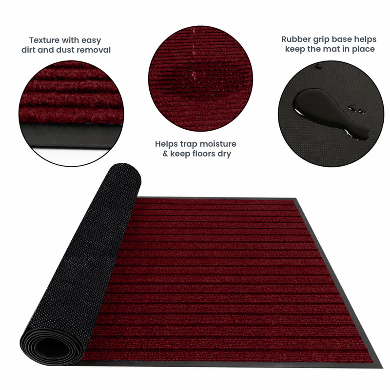 Tamalyn Non-Slip Indoor Doormat , Burgundy, 40cm W x 60cm L