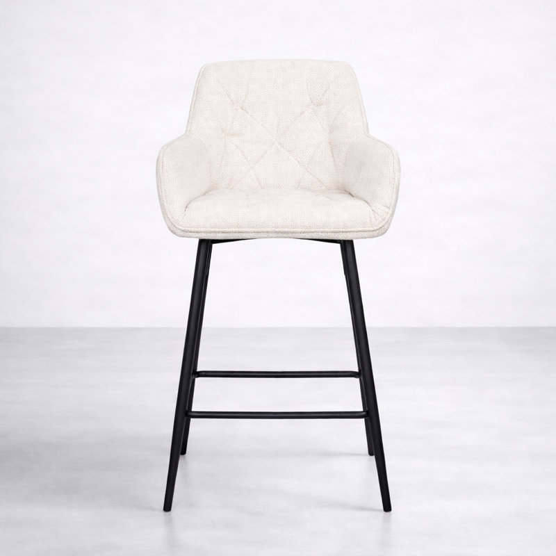 Tabouret de comptoir en tissu Eastman, crème, Crème