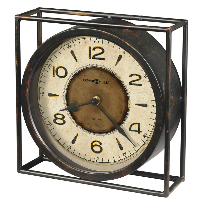 Kayden Traditional Analog Metal Quartz Movement / Crystal Tabletop Clock in Black/Antique Gold