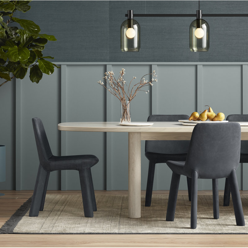 Neat Leather Dining Chair, Ink Genuine Leather