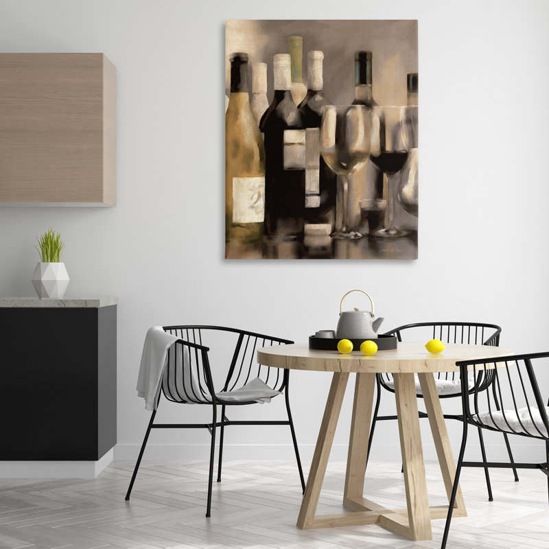  «Wine Bottles on Bar», art mural par Carol Robinson, H 48 po x l 36 po