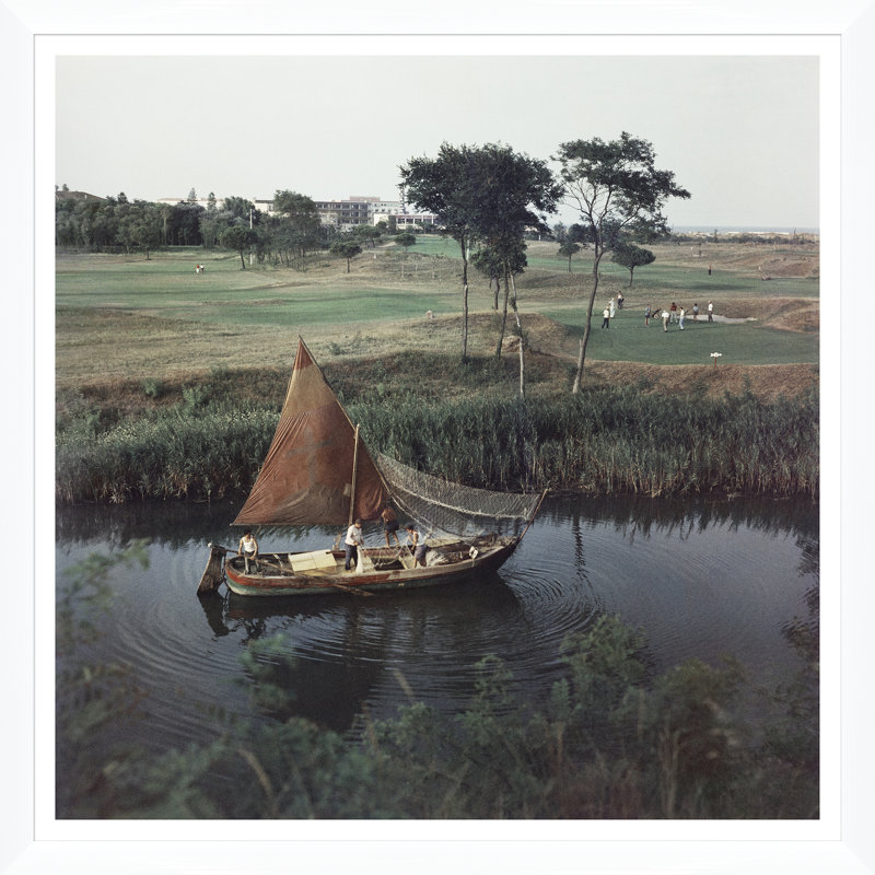 Venice Lido Print by Slim Aarons, 51.5" H x 51.5" W x 1.5" D, White Single Picture Framed