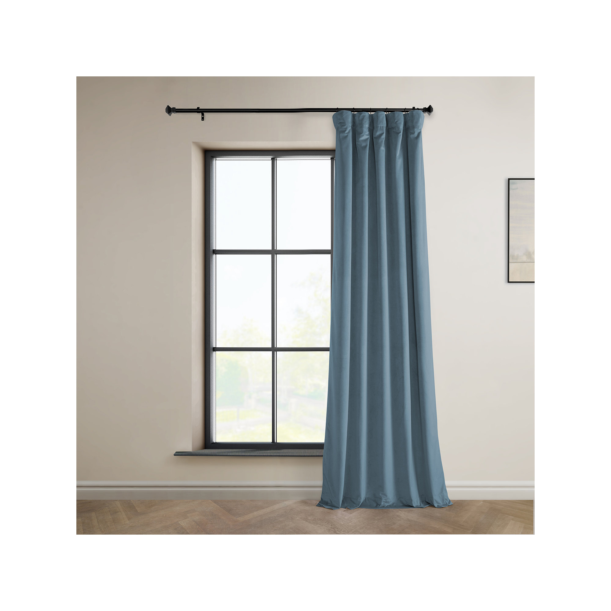Loria Plush Velvet 100% Blackout Curtains For Bedroom, Living Room - Single Panel, 50" W x 96" L, Copenhagan Blue