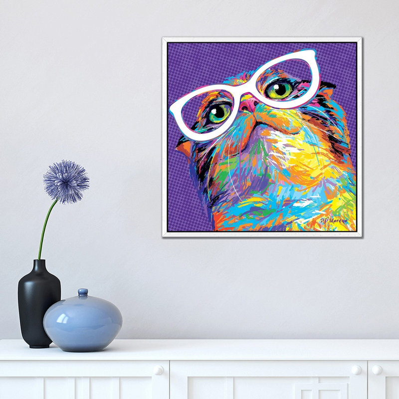 Felix by P.D. Moreno - Print on Canvas, White Framed, 45.72 cm H x 45.72 cm W